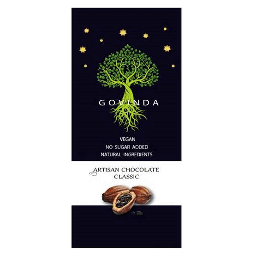 Cioccolato vegano classico artigianale, 100 g, Govinda