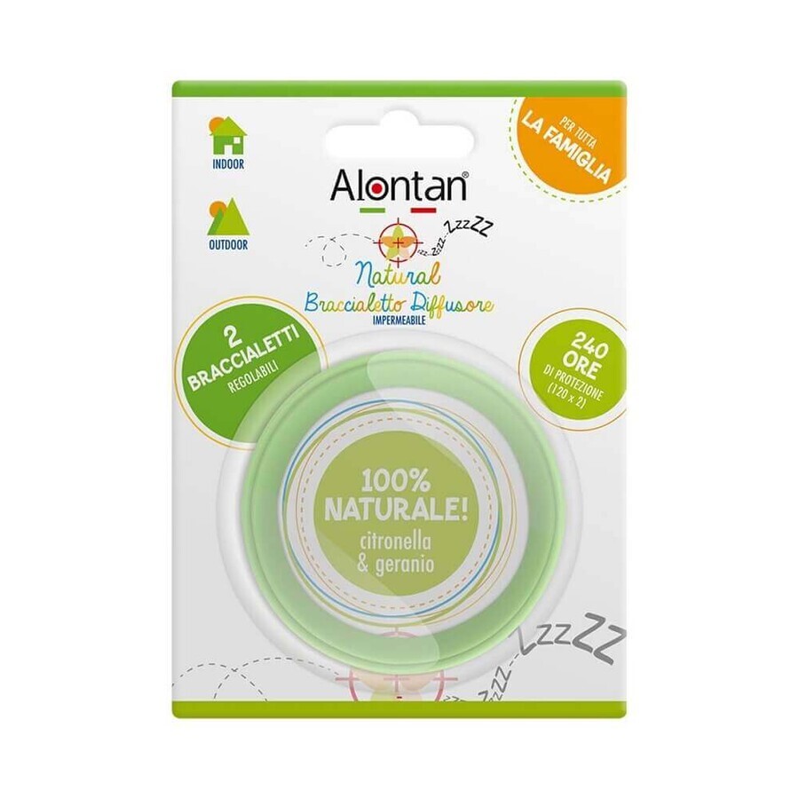 Pietrasanta Pharma Alontan - Natural Braccialetto Diffusore, 2 bracciali