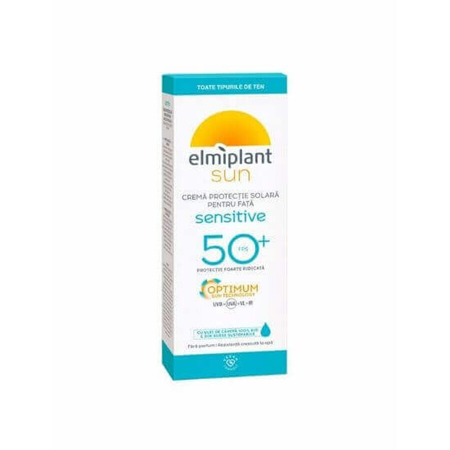 Crema solare protettiva per il viso, SPF 50+, 50ml, Elmiplant