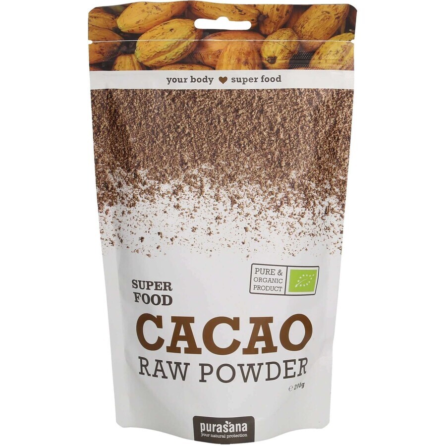 Cacao crudo biologico in polvere, 200 g, Purasana