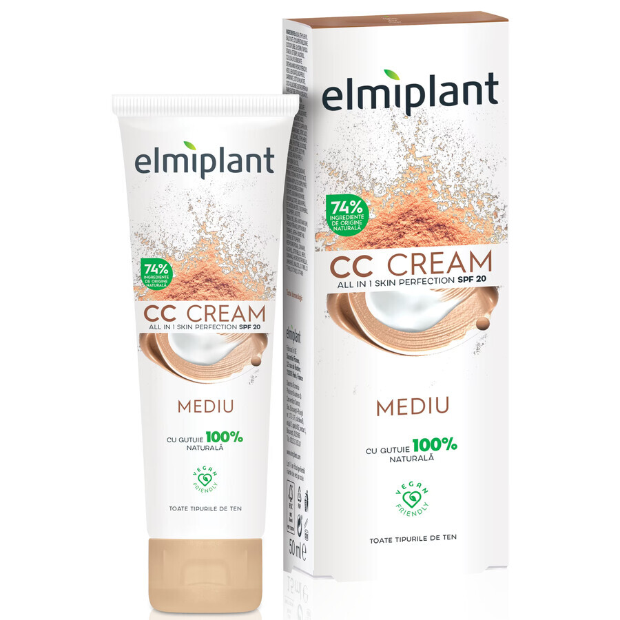 Fondotinta, CC Cream, Medium, Skin Moist, 50 ml, Elmiplant