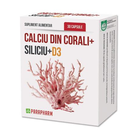 Calcio di Coralli + Silicio + D3, 30 capsule, Parapharm