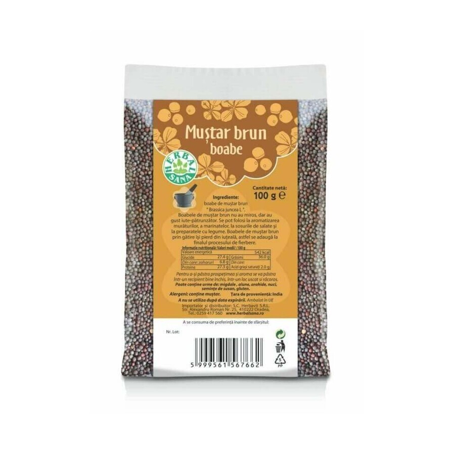 Senape in grani marroni, 100 gr, Herbal Sana