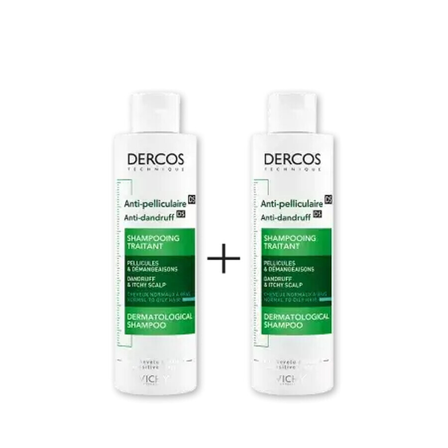 Pacchetto shampoo antiforfora per capelli normali e secchi Dercos, 1+1, Vichy