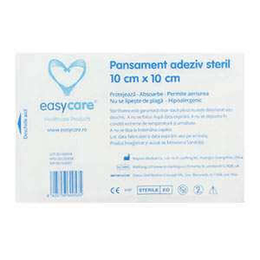 Medicazione sterile adesiva con tampone assorbente, 10x10 cm, EasyCare