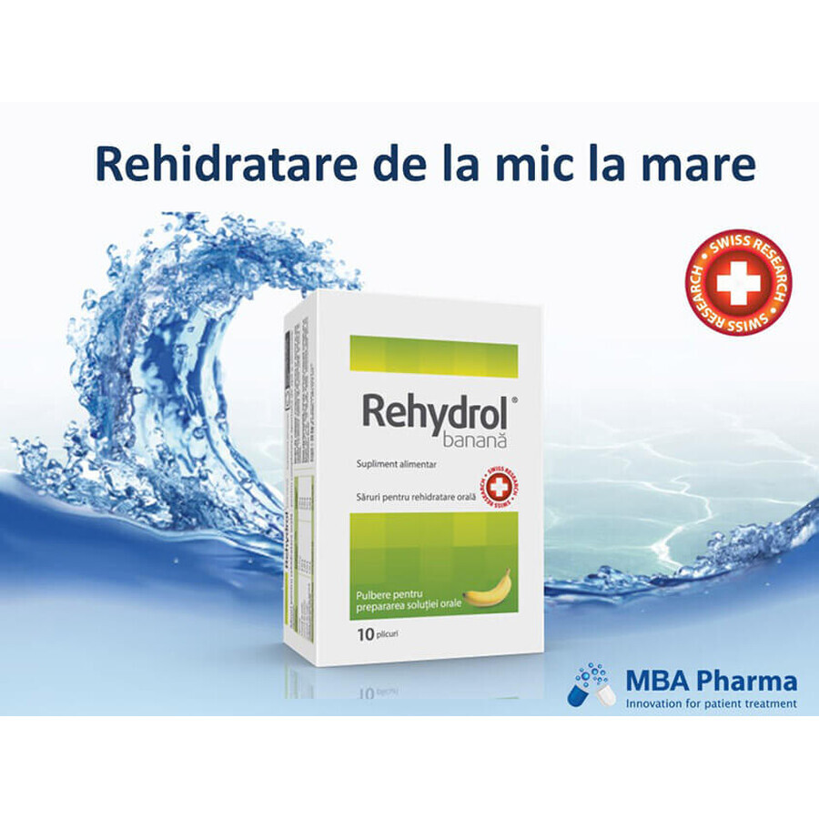 Rehydrol banana, Soluzione di reidratazione, 10 bustine, MBA Pharma Innovation 