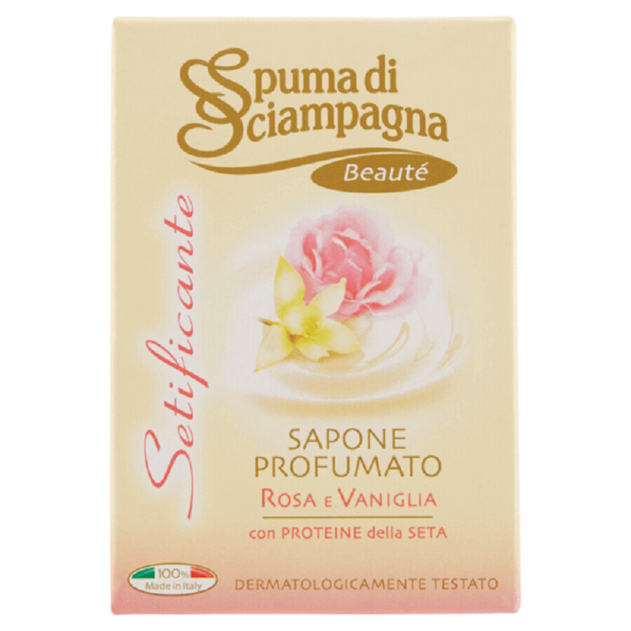 Saponetta alla rosa e vaniglia, 90 gr, Setificante, Spuma di Sciampagna