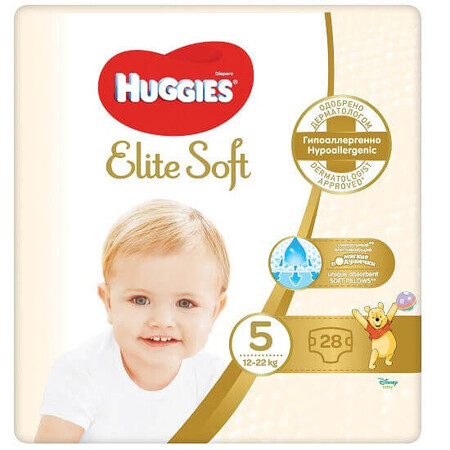 Pannolini Elite Soft Jumbo n. 5, 12-22 kg, 28 pezzi, Huggies