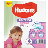 Pantaloni per pannolini Soft Comfort Girl No. 4, 9 -14 kg, 72 pezzi, Huggies