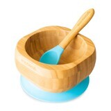 Set ciotola in bambù con ventosa e cucchiaio, blu, Eco Rascals