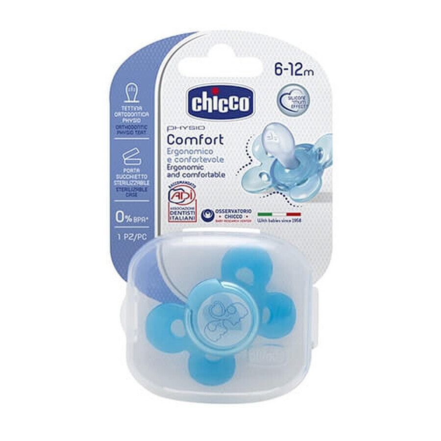 Chicco Physio Comfort Succhietto Silicone Azzurro 6-12 M 1 Pezzo