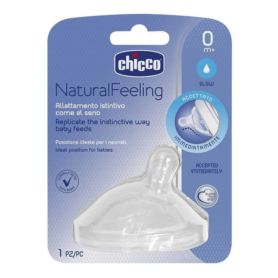 Chicco Natural Feeling - Tettarella in Silicone 0M+ Flusso Normale, 1 Pezzo