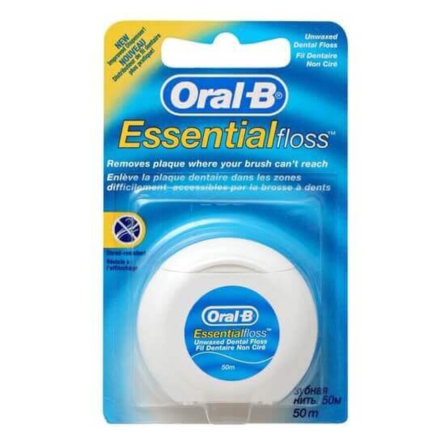 Oral-B Essential Floss Filo Interdentale Non Cerato al Sapore di Menta, 50 Metri