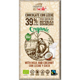 Cioccolato al latte e cocco BIO e Fairtrade 39% cacao, 100g, Pronat