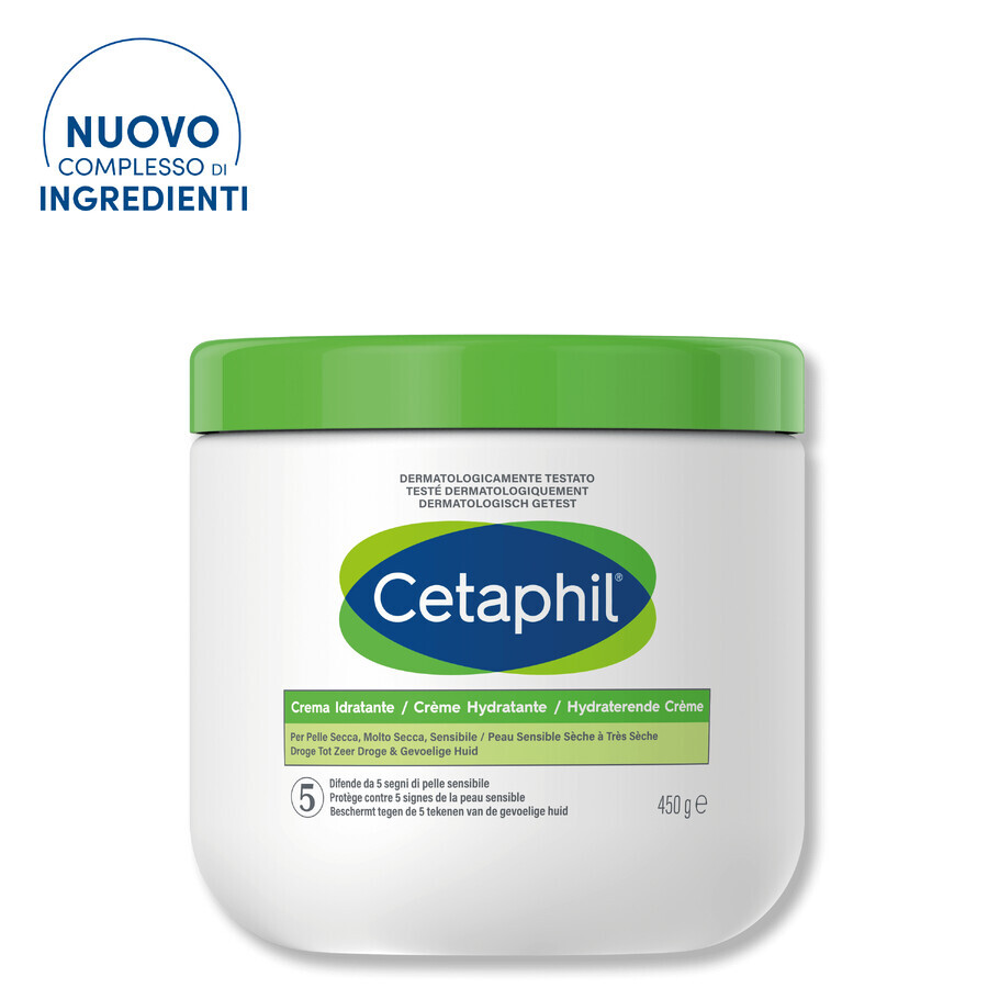 Cetaphil Crema Idratante per Pelle Secca, Sensibile e Danneggiata, 450 g, Galderma Italia