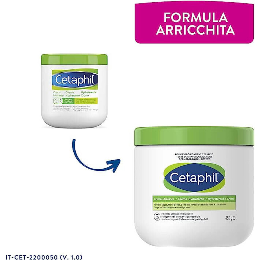 Cetaphil Crema Idratante per Pelle Secca, Sensibile e Danneggiata, 450 g, Galderma Italia