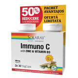 Immuno C con Zinco e Vitamina D3 Solaray, 30 + 30 capsule, Secom (50% di sconto sul secondo prodotto)
