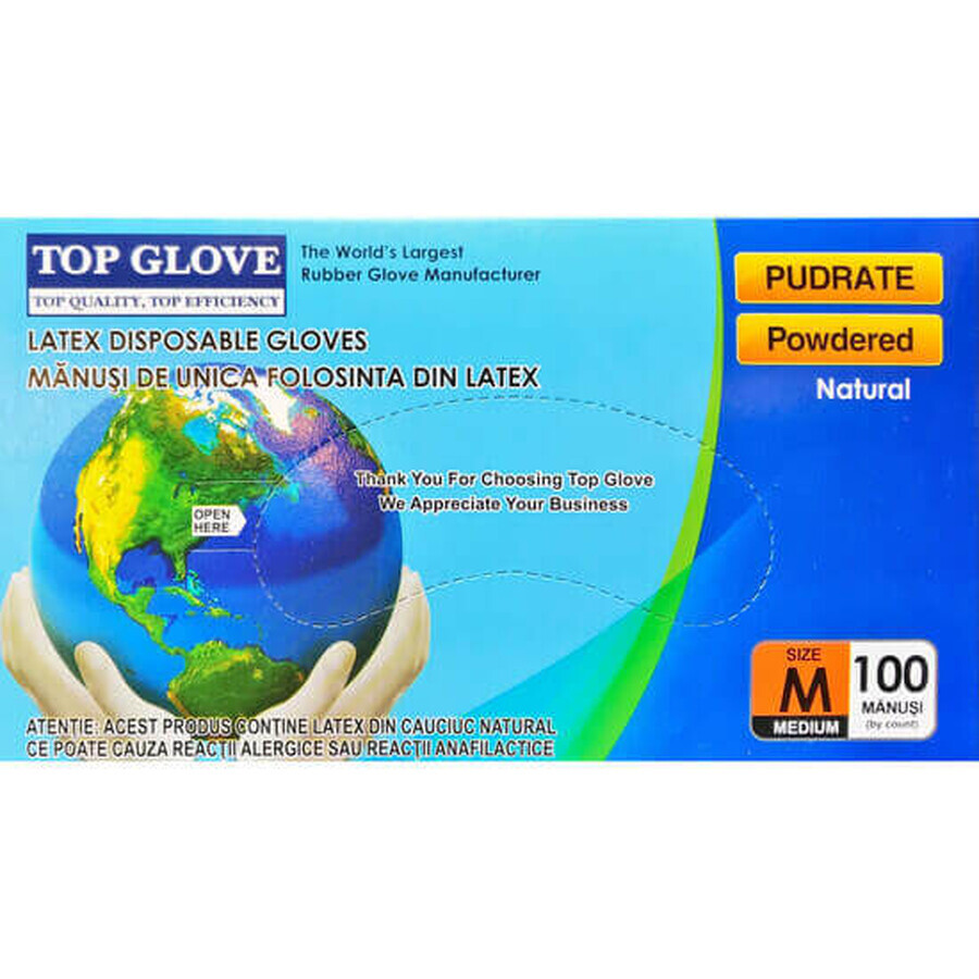 Guanti in lattice Top Glove, taglia M, 100 pezzi, Roval Med