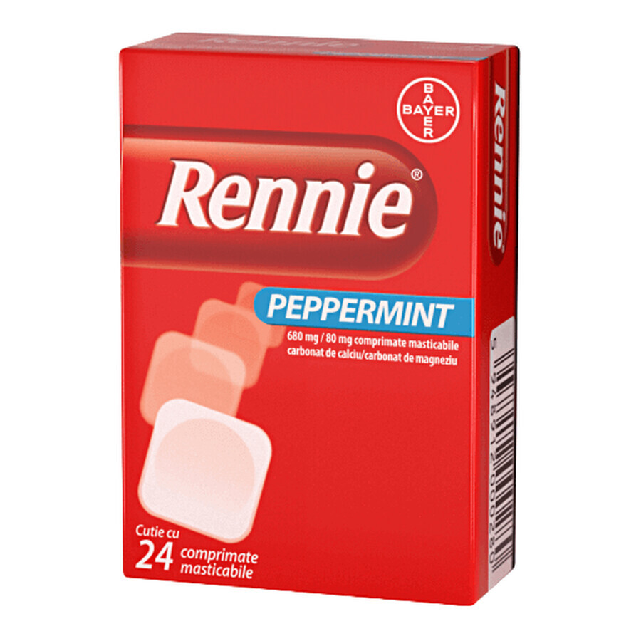 Rennie Peppermint, 24 compresse masticabili, Bayer recensioni