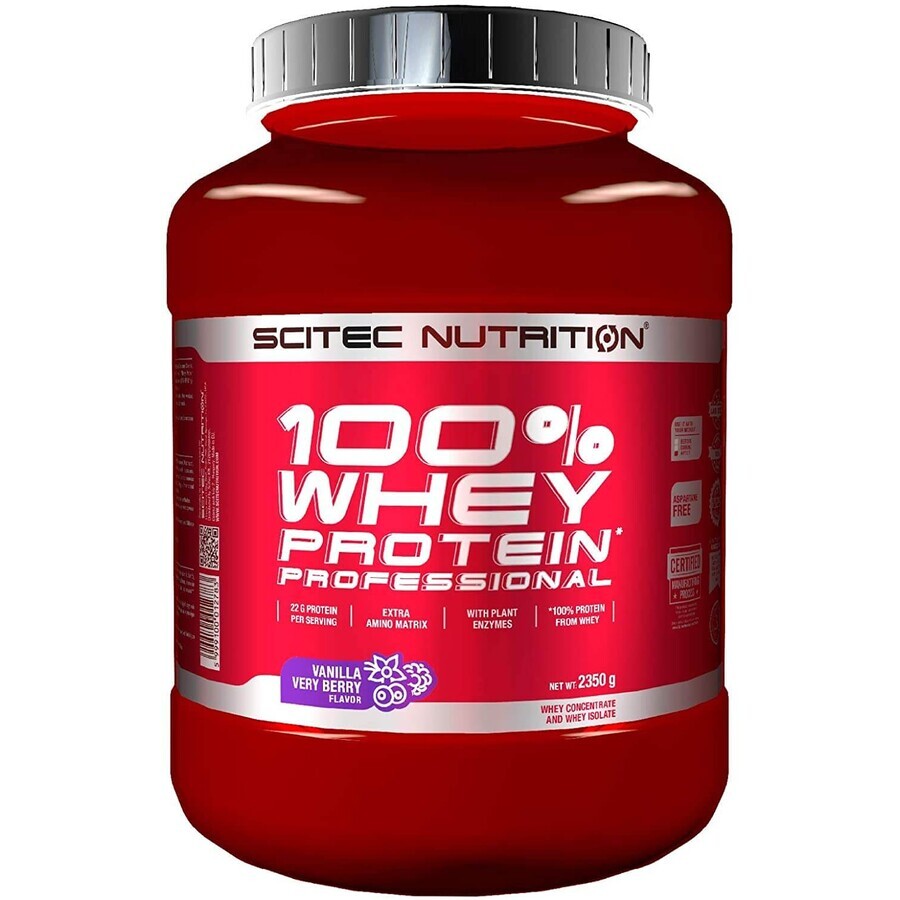 100% Whey Protein Professional Scitec Nutrition, Vanilla Very Berry, 2350 g