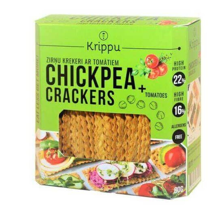 Cracker biologici senza glutine con ceci e pomodori, 80 g, Krippu