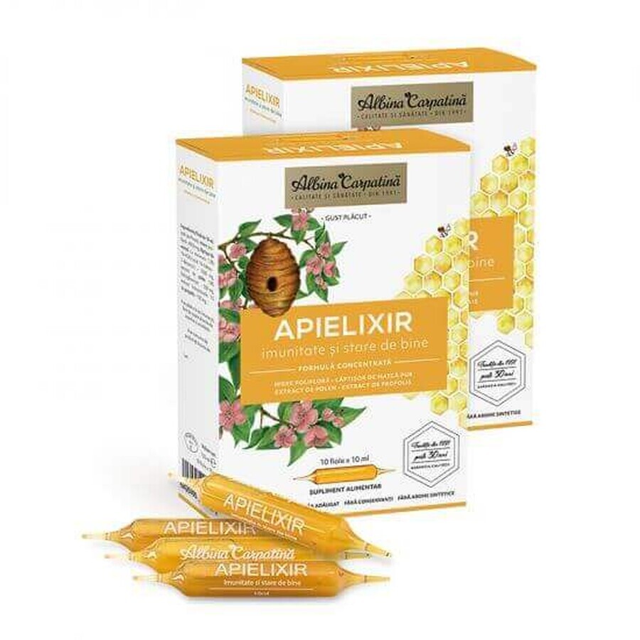 Confezione Apielixir immunità e benessere, 20 + 10 fiale x 10 ml, Albina Carpatina