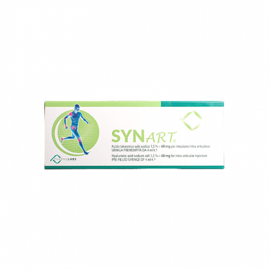 Synart, soluzione iniettabile 60mg/4ml con acido ialuronico per infiltrazioni, 1 siringa preriempita, Pharma Labs