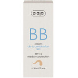 BB cream con SPF 15 tonalità naturale per pelli grasse e miste, 50 ml, Ziaja