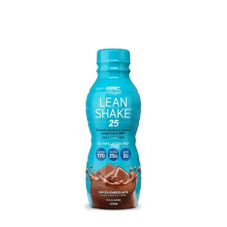 Gnc Total Lean Lean Shake 25 Frullato proteico Rtd al gusto di cioccolato svizzero, 414 ml