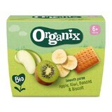 Purea biologica biologica con mele, kiwi, banane e biscotti, +6 mesi, 400 gr, Organix