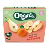 Purea biologica di mele, pere, albicocche e banane, +6 mesi, 4x100 gr, Organix