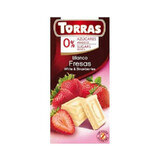 Cioccolato bianco con fragole senza zucchero e glutine 75g TORRAS