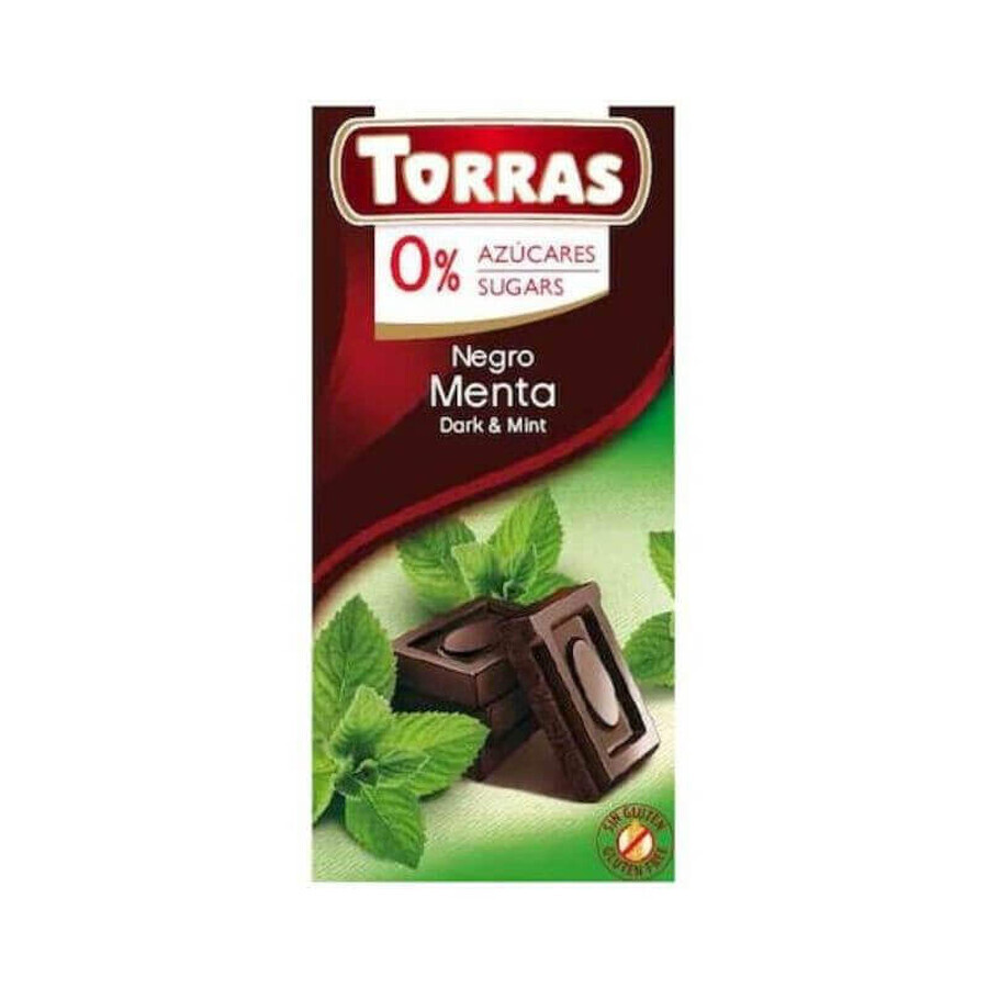 Cioccolato fondente alla menta senza zucchero e senza glutine 75g TORRAS