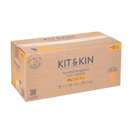 Pannolini Ipoallergenici Eco Kit&Kin, Taglia 5, 11 kg+, 120 pz