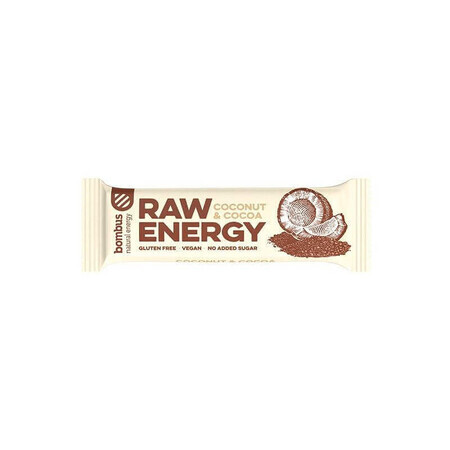 Barretta energizzante, Raw Energy, con cocco e cacao x 50g, Bombus