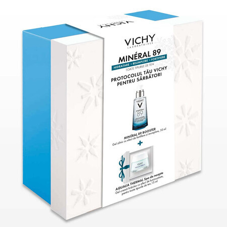 Gel Booster Pack con effetto idratante, rinforzante e rigenerante Mineral 89, 50 ml + Aqualia Thermal SPA gel-crema notte idratante, 15 ml, Vichy