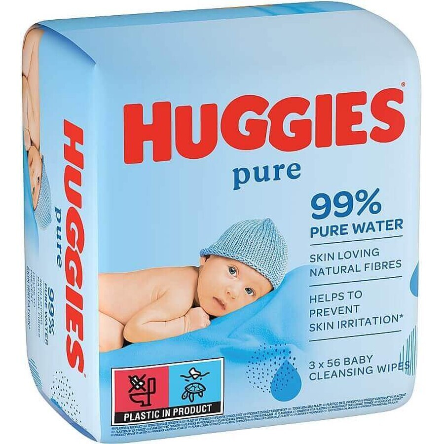 Huggies Pure Extra Care Salviettine, 3 confezioni da 56 salviette