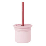 Bicchiere con cannuccia e contenitore in silicone per snack Sip Snack, Pinky Pink, Minikoioi