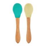 Set di 2 cucchiai con punta in silicone e manico in bambù, Aqua Green/Mellow Yellow, Minikoioi