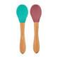 Set di 2 cucchiai con punta in silicone e manico in bamb&#249;, Aqua Green/Velvet Rose, Minikoioi