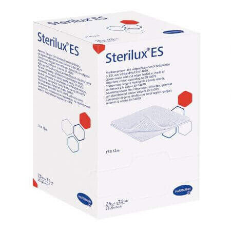 Sterilux ES tamponi di garza sterili, 7,5 cm x 7,5 cm, 25 bustine, Hartmann