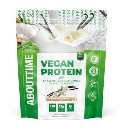 Abouttime Vegan Protein Proteine ​​vegane con sapore naturale di vaniglia, 985,6 G