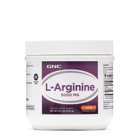 L-Arginine 5000 mg in polvere al gusto di arancia, 270 g, GNC