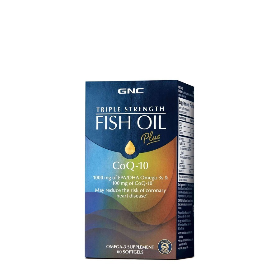 Olio di pesce Triple Strength Fish Oil Plus Coenzima CoQ-10, 60 capsule, GNC