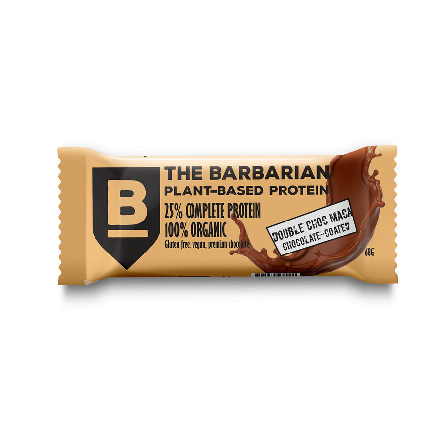 Barretta proteica biologica avvolta in doppio cioccolato e Maca, 68 gr, The Barbarian