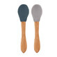 Set di 2 cucchiai con punta in silicone e manico in bamb&#249;, Deep Blue/Powder Grey, Minikoioi