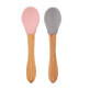 Set di 2 cucchiai con punta in silicone e manico in bamb&#249;, Pinky Pink / Powder Grey, Minikoioi