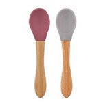 Set di 2 cucchiai con punta in silicone e manico in bambù, Velvet Rose / Powder Grey, Minikoioi