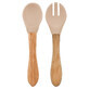 Set cucchiaio e forchetta con punta in silicone e manico in bamb&#249;, Bubble Beige, Minikoioi