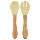 Set cucchiaio e forchetta con punta in silicone e manico in bamb&#249;, Mellow Yellow, Minikoioi